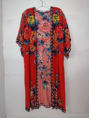 Flaying Tomato Women's Red Floral Kimono Duster (No Size)